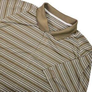 Slazenger Men's XL Perfomance Polo Shirt Striped Golf Casual SS Olive Green Logo